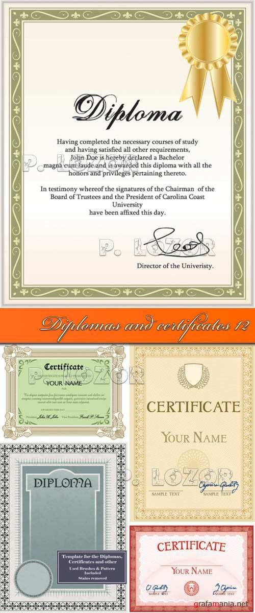 P12 certificate. Шаблон диплома синий.