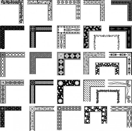 Black-and-white-pattern-frame-corners-03-450x447