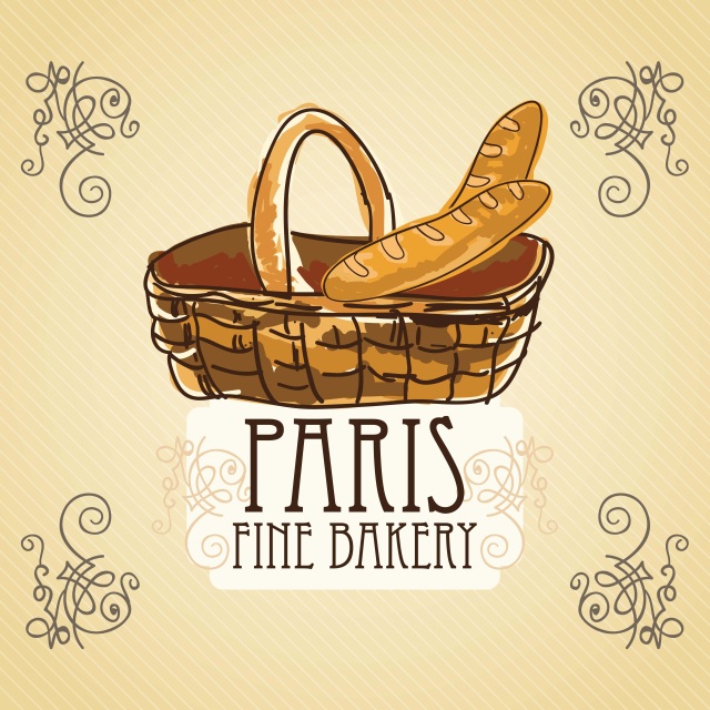 パリの朝食 手書き風フランスパン バスケットのイラスト素材 Eps Free Style All Free