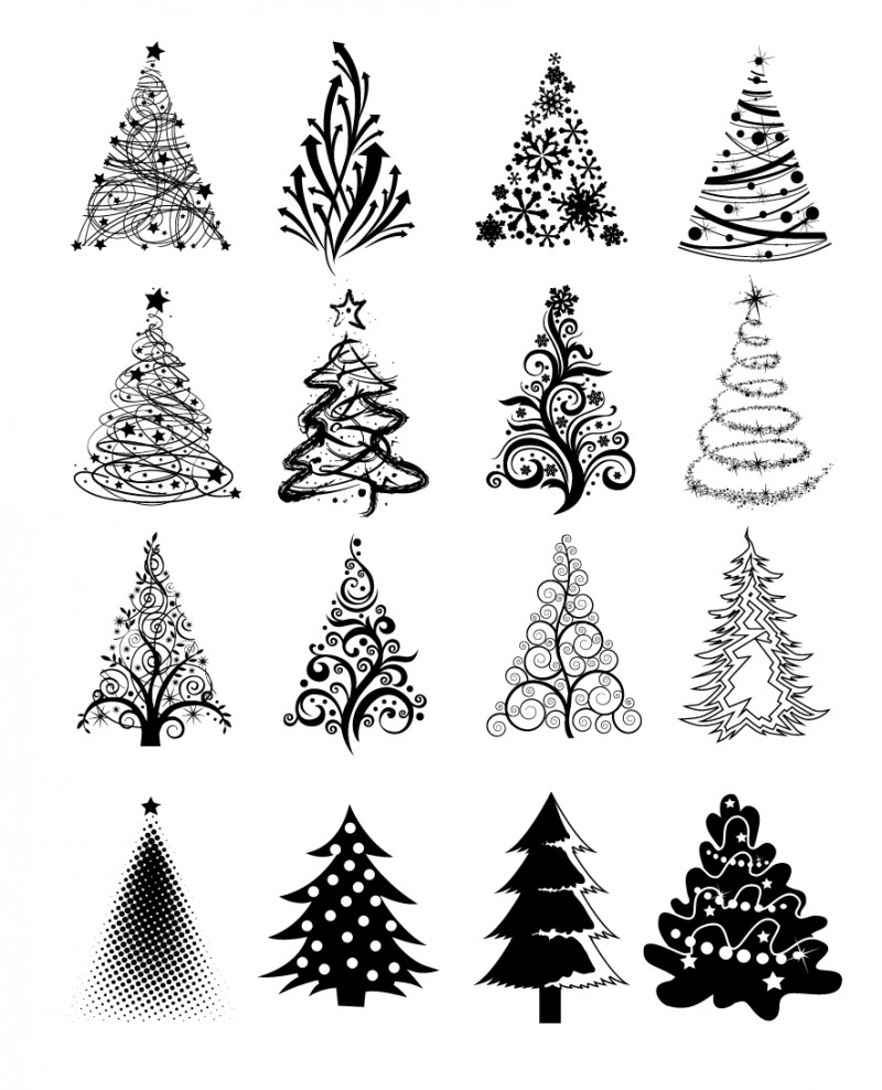 これは必見 抽象的に描かれたオシャレなクリスマスツリー素材いろいろ 商用可 Ai Eps Svg Csh Free Style All Free